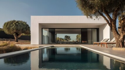 Modern design architecture house villa, mansion with swimming pool - 782908438