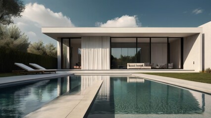 Modern design architecture house villa, mansion with swimming pool - 782908448