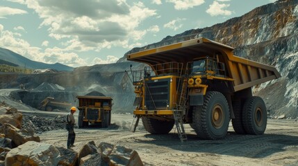 Dump truck carrying coal, sand and rock. 