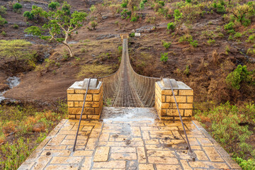 Steel bridge near Blue Nile waterfall, Bahir Dar. Nature and travel destination. Amhara Region Ethiopia, Africa wilderness