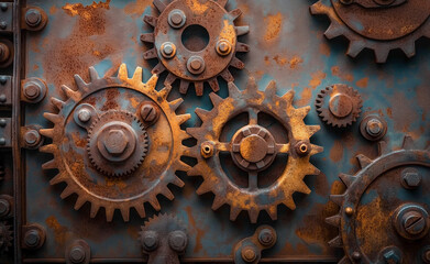 Rusty Machinery Gears Steampunk Background