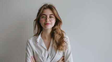 Happy young business woman posing 