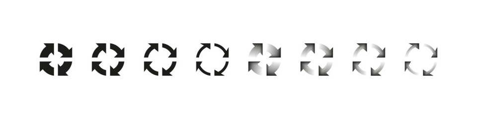 Circle arrow vector icons. Circular arrows icon set. Loop rotation symbol.