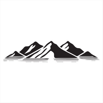 Black and white mountain illustration in vector