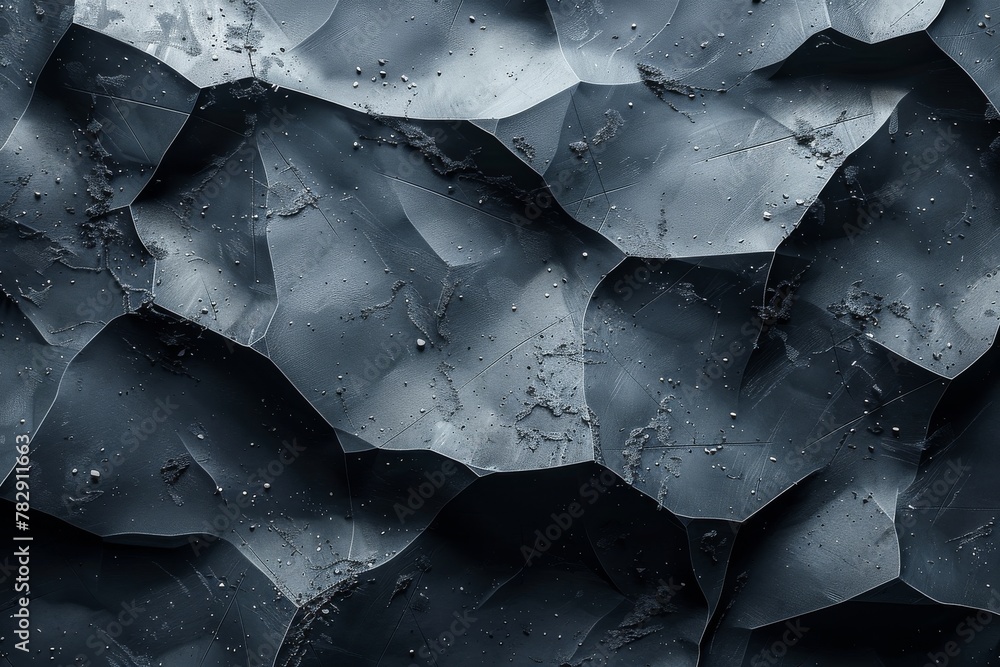 Poster dynamic 3d rendered image of a black wavy surface creating an abstract textured landscape with intri