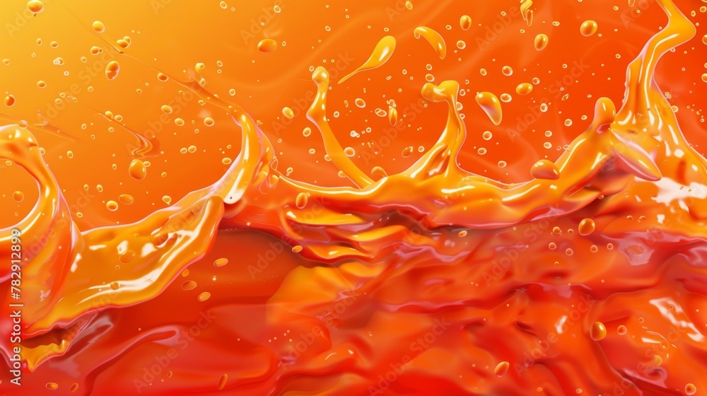 Poster splashes of liquid lava with red raindrops. abstract background with splatters of molten magma. liqu