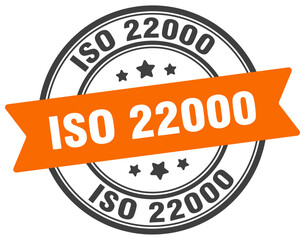 iso 22000 stamp. iso 22000 label on transparent background. round sign