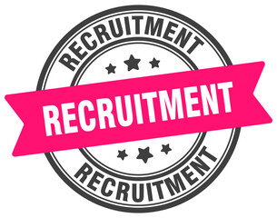recruitment stamp. recruitment label on transparent background. round sign
