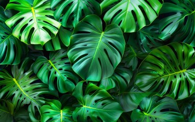 A green leaf of a monstera plant