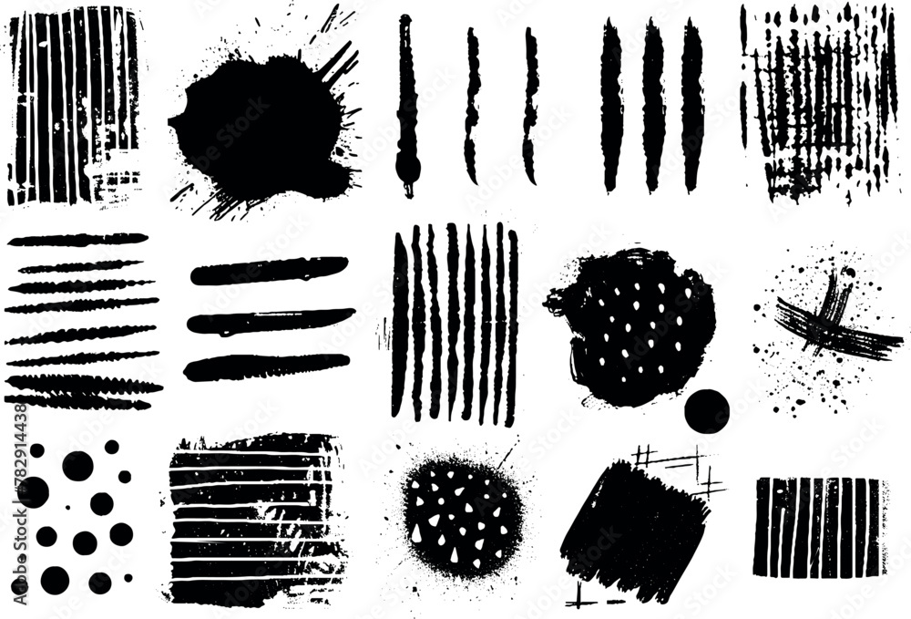 Poster set hand drawn texture scribble marker and ink patterns. hand drawing texture. vector