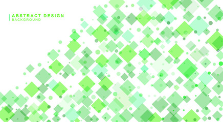 四角形と丸で組み合わせた緑色の抽象的な背景素材