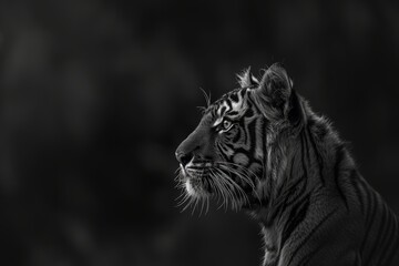 portrait of black and white tiger. Conservation and wildlife concept - Powered by Adobe