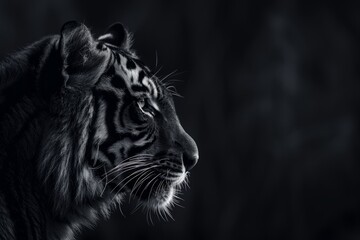 Obraz premium portrait of black and white tiger with customizable space for text