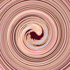Geometric shape Peach Fuzz color abstract background. Pastel color. Wallpaper decor. Swirl. Marble spiral texture. Whirlpool tunnel. Digital screen. Circle. round shape. Beige brown card