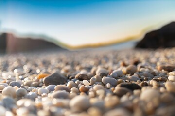 Shallow focus shot of pebbles on the beach