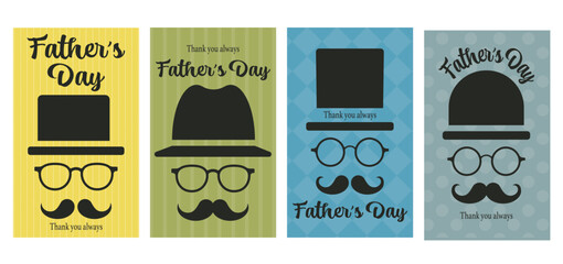 父の日の髭と帽子と眼鏡のイラストカードテンプレート ベクター 素材  背景 パターン柄