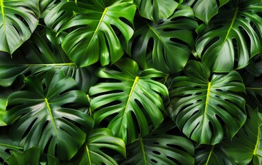 A green leaf of a monstera plant