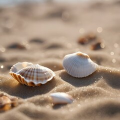 Fototapeta na wymiar AI generated illustration of seashells on sandy beach