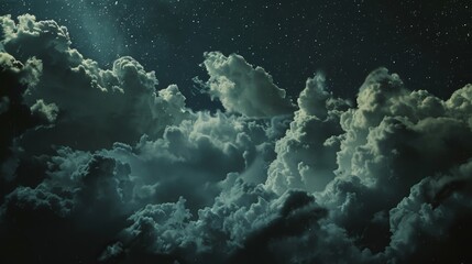 Fototapeta na wymiar night sky clouds in a starting rain 
