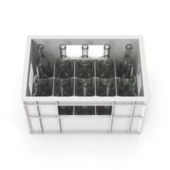 Plastic Bottle Crate With Empty Glass Bottles