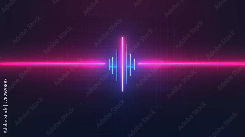 Poster waveform and abstract sound background modern illustration of neon audio voice. radio pulse effect c