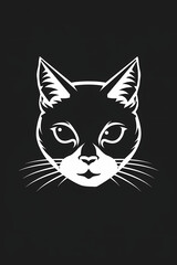 Obraz premium Feline Silhouette Logos in Black and White Monochrome Cat Profile Illustrations Stylized Cat Head Graphics Set Simplified Domestic Cat Logo Designs Minimalist Black Cat Silhouette Logos