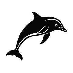 PrintA silhouette dolphin black and white logo vector clip art