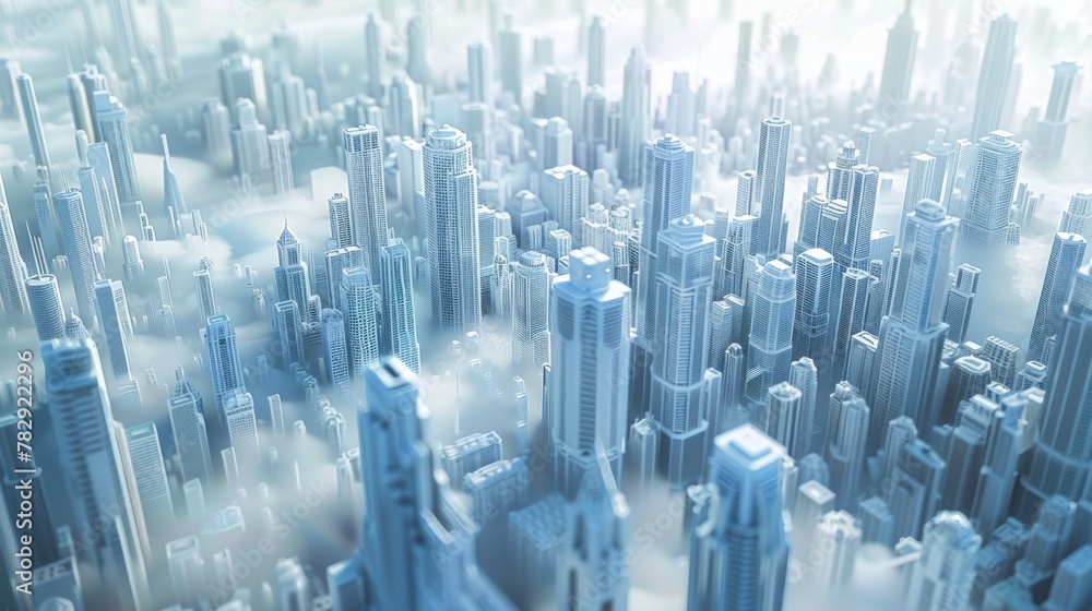 Poster 3D rendering of a techno mega city; urban and futuristic concepts.