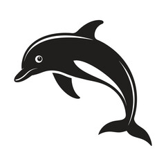 Fototapeta premium PrintA silhouette dolphin black and white logo vector clip art