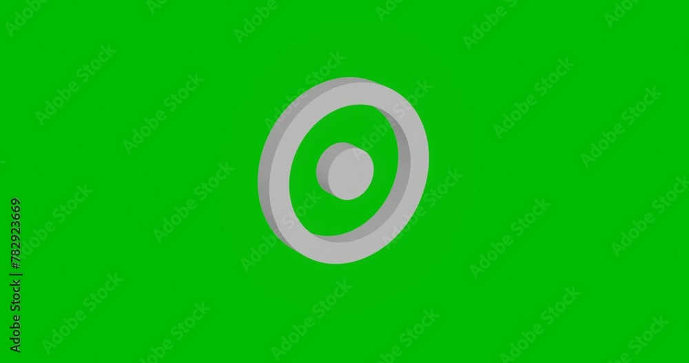 Poster animation of rotation of a white astrological sun symbol with shadow. simple and complex rotation. s