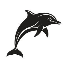 PrintA silhouette dolphin black and white logo vector clip art