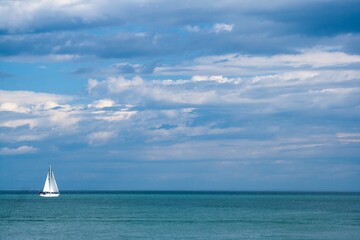 White sailboat in Lake Ontario