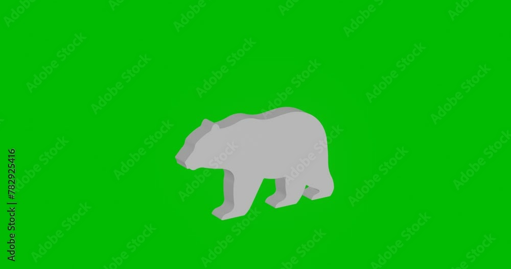 Poster animation of rotation of a white bear symbol with shadow. simple and complex rotation. seamless loop