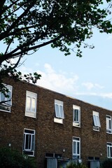 Vertical shot of a modern building on a sunny day