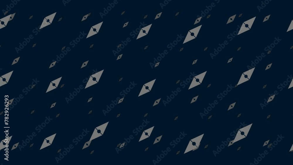 Poster compass symbols float horizontally from left to right. parallax fly effect. floating symbols are loc