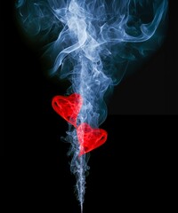 AI illustration of a cigarette smoke forms heart-shape
