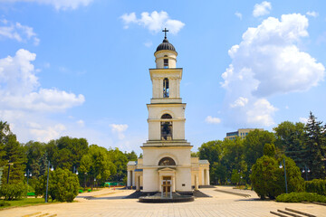 Bell tower of Cathedral of the Nativity of Christ in Chisinau, Moldova