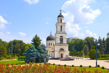 Bell tower and Cathedral of the Nativity of Christ in Chisinau, Moldova