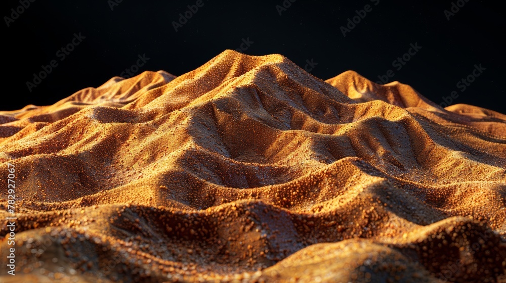 Poster top view of a sand pile on a desert dune isolated on a white background and texture