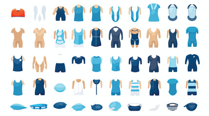Different types of swimsuits monochrome icons in se