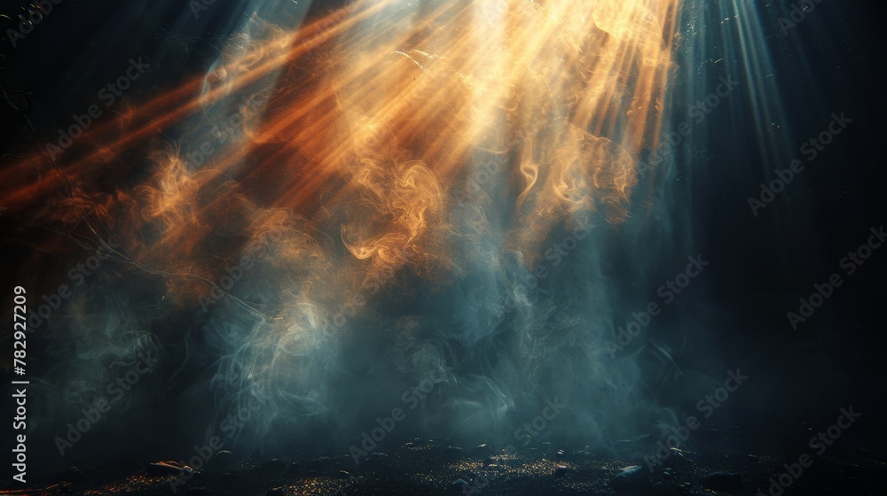 Aufkleber light from the sun isolated on a black background (screen blending mode layer)