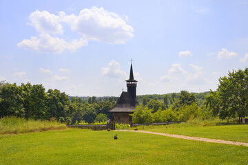 Wooden church in Village Museum in Chisinau, Moldova