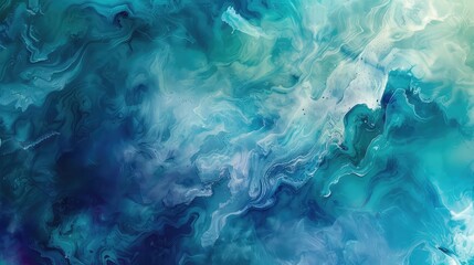 Swirling Blend of Blue, Purple, and Green Hues on a Watercolor Paint Palette