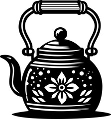 Ceramic teapot or kettle with floral decoration