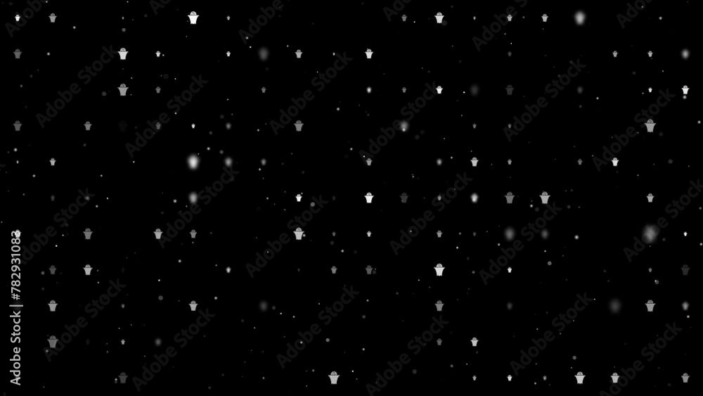 Poster template animation of evenly spaced basketball symbols of different sizes and opacity. animation of 