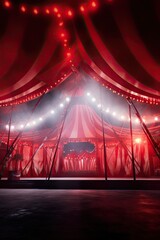 Circus tent background glowing at night, copy space