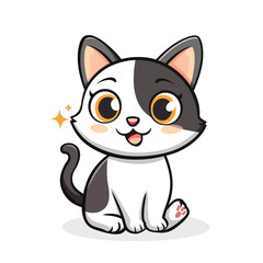 Flat color vector of cute cat illustration, white background.