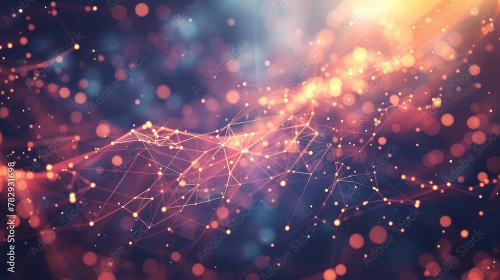 Poster Polygonal shapes with polygonal connections, dots and lines. Big data visualization. Abstract background.