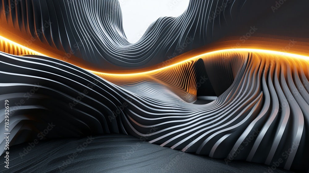 Aufkleber 3D rendering of modern design elements with abstract lines