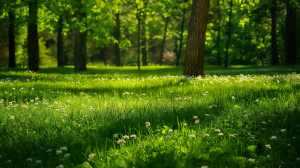 Nature comes alive with the arrival of spring. Green Forest. Summer and spring themed cover image for social media.